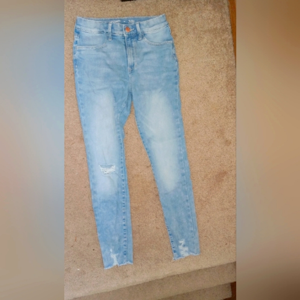 Old Navy girls lightwashes small ripped jeggings/jeans
